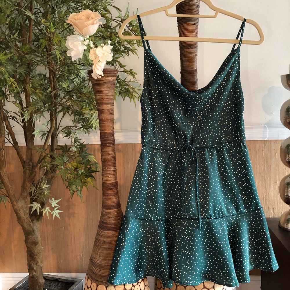 Emerald Polka Dot Dress